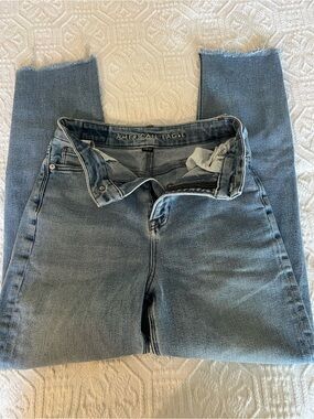 American Eagle Outfitters Cropped Raw-Hem Jeans — Light Blue Wash